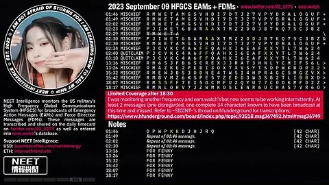 September 09 2023 Emergency Action Messages – US HFGCS EAMs + FDMs