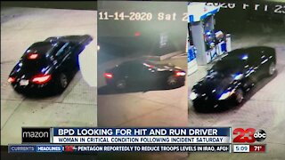 Bakersfield Police searching for car involved in a hit-and-run that left a women in critical condition