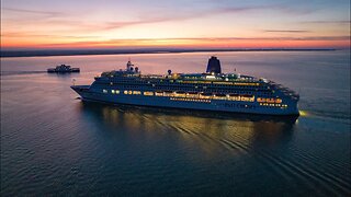 P&O Cruises Aurora ship arriving in Southampton 02/05/2023 4k drone aerial footage Cruisescape_uk