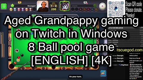 Aged Grandpappy gaming on Twitch in Windows 8 Ball pool game [ENGLISH] [4K] 🎱🎱🎱 8 Ball Pool 🎱🎱🎱