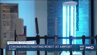Coronavirus fighting robot at airport