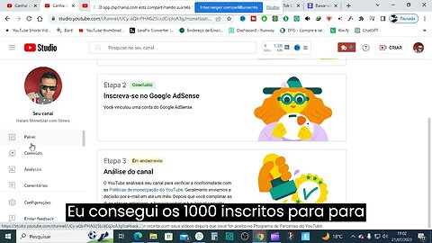 Mais um canal enviado para monetização do youtube