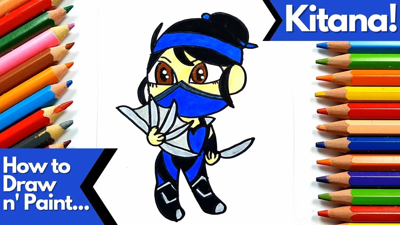 How To Draw And Paint Kitana From Mortal Kombat Chibi Version