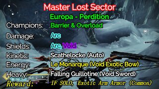 Destiny 2 Master Lost Sector: Perdition 11-20-21