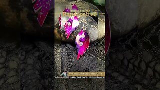 MAGENTA OMBRE, 2 inch, leather feather earrings pair