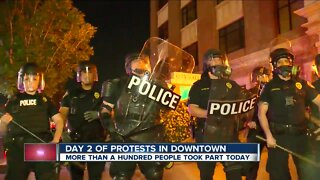 Day two of protests continue in front of the Bakersfield Police Department continue through the evening