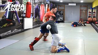 44-year-old MMA coach spars 20-year-old prospect