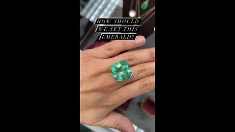 Massive 43.69 carat Electric Green Colombian emerald asscher cut crystal transparency GIA certified