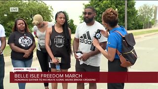 Peace march across Belle Isle bridge