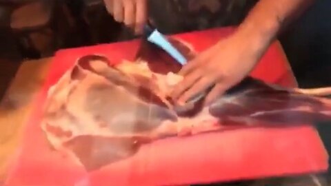 Restaurant Brings The Chef To Front Window To Cut Up A Deer Leg In Front Of Vegan Activst Nut Cases