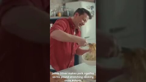 Jamie Oliver makes pork noodles on his pound stretching cooking show #shorts