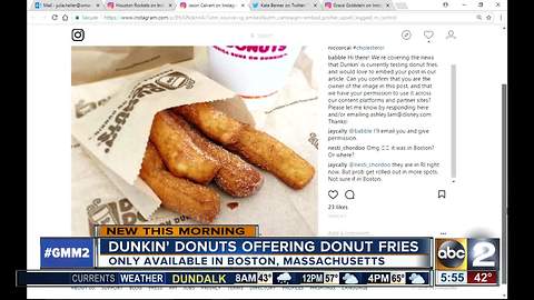 Dunkin' Donuts selling fries, pretzels and chicken tenders