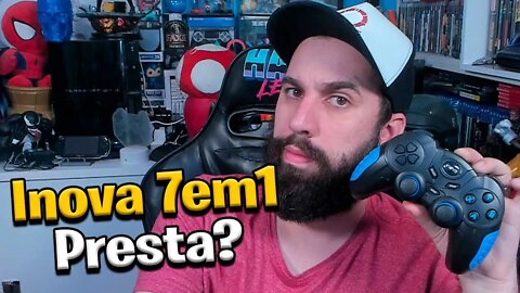 Controle de PS2 Inova 7 em 1 Presta? Unboxing e testes! Serve também no Ps1, Ps3, PC e Android!