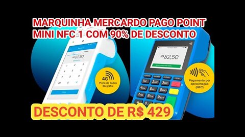 MAQUININHA MERCADO PAGO POINT MINI NFC 1 COM 90% DE DESCONTO, R$ 107.30, COMPRE AGORA !