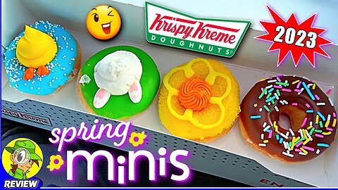 Krispy Kreme® SPRING MINIS DOUGHNUTS 2023 Review 🌼🐇🦆🍩 ALL 4 FLAVORS! 🤯 Peep THIS Out! 🕵️‍♂️