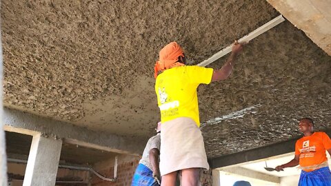 Big Ceiling Plastering Techniques Speed work for construction-using by sand cement.