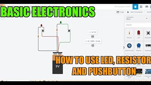 Basic Electronics - How to Use LED, Resistor and Pushbutton - #Tinkercad #AeroArduino