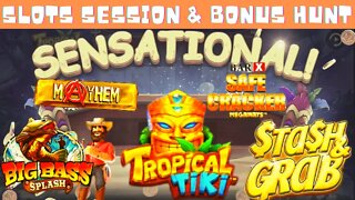 SLOT SESSION & BONUS HUNT, LOTS OF BONUSES INC. TROPICAL TIKI, BIG BASS SPLASH, MAYHEM & MORE