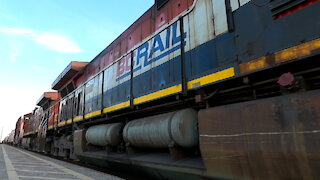 CN 2313 BC RAIL 4642 & CN 2640 Locomotives CN Train 397 Manifest Train Westbound In Ontario