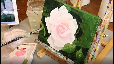 PAINTING A ROSE & LEAVES IN ACRYLICS: How to Simplify!