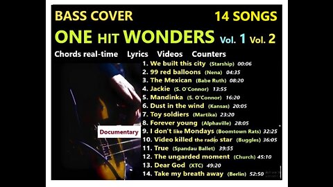 Bass cover ONE HIT WONDERS Vol. 1 (1, 2) _ Chords real-time, Lyrics, Plus