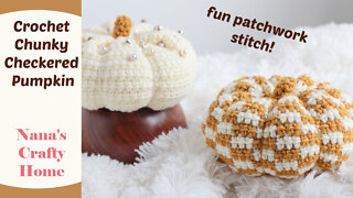 Crochet Checkered Patchwork Pumpkin Pattern Tutorial