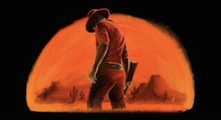 Cowboy Sunset Showdown Time-Lapse Painting