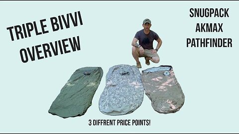 Triple Bivvi Bag overview from 3 different brands: Snugpack, Akmax, and pathfinder