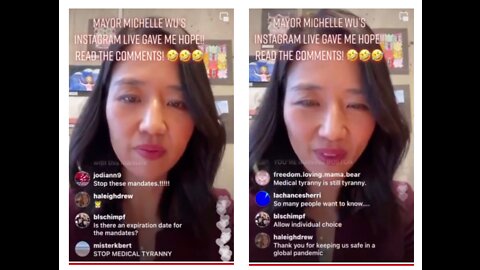 Watch as Boston Mayor Michelle Wu goes Live on Instagram and Ignores the Mandate Questions