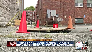 Kansas City school wants city to fix growing sinkhole