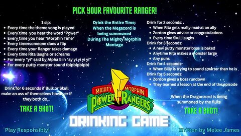 Power Rangers Drinking Game