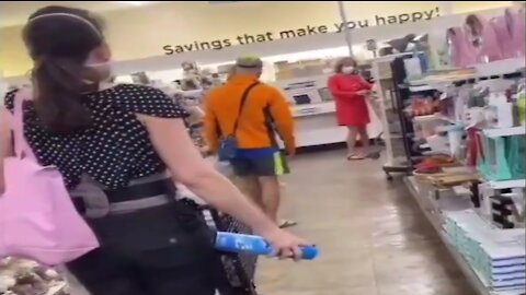 Woman Showers Child With Lysol While Shopping