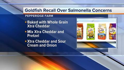 Pepperidge Farm recalls four varieties of Goldfish crackers because of salmonella risk