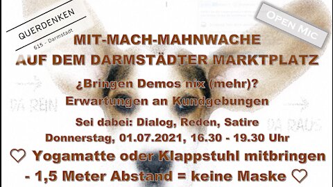 "Was bringen Demos (noch)?" Mahnwache auf dem historischen Marktplatz zu Darmstadt