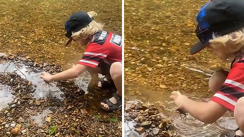 Kid Gives Captured Crab A Taste Of Freedom