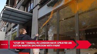 "Stop Oil" Vandals in London have sprayed an Aston Martin showroom with paint