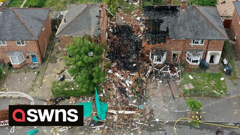 Drone footage shows devastation of Birmingham house blast