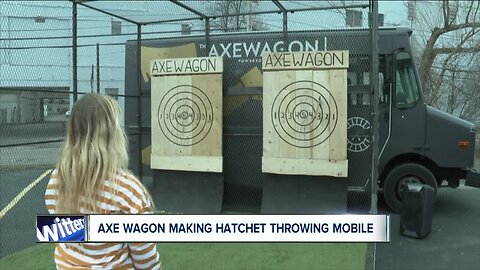 Axe wagon making hatchet throwing mobile