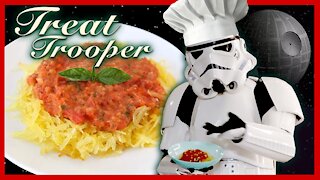 STORMTROOPER COOKS SPAGHETTI SQUASH WITH TOMATO CREAM SAUCE