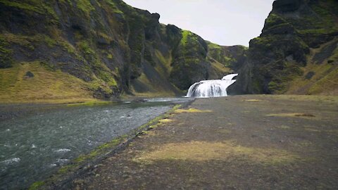Waterfall and Stream in Iceland