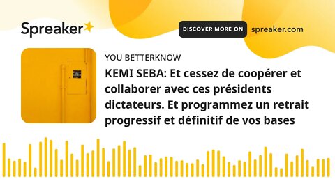 KEMI SEBA: Et cessez de coopérer et collaborer avec ces présidents dictateurs. Et programmez un retr