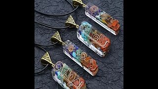 COLORFUL GRAVEL WRAPPED NATURAL STONE PENDANT