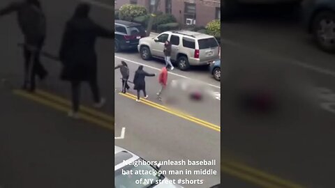 Neighbors unleash baseball bat attack on man in middle of NY street #shorts