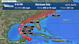 Zeta strengthens into Category 1 hurricane