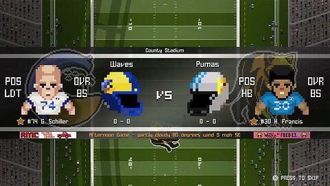 EFL:1-11- Los Angeles Waves (0-0) @ Carolina Pumas (0-0) - Legend Bowl - Week 1 -Intros / Coin Toss