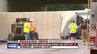 Truck flips off the 90 WB onto Route 5 below