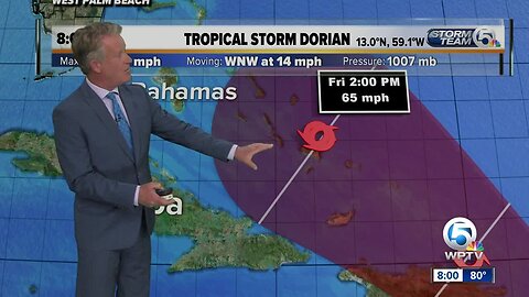 Tropical Storm Dorian nearing Barbados