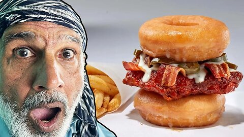 Tribal People Try Donut Ham Burger for the first time!