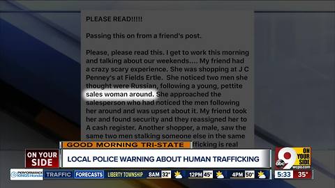 Morrow Police warn of human trafficking dangers