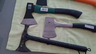 AXES Fiskars X10 X21 Ochsenkopf H1 HammerTomahawk Glued beater Axe HEAD BITE chopping comparison EDC